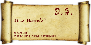 Ditz Hannó névjegykártya